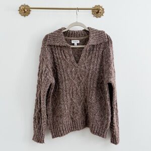 Evereve Tan Collar Oversized Sweater Small